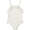 Beige/wit gestreept badpak - Mauricette seersucker swimsuit stripe crisp white/sandy