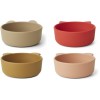 Set van 4 siliconen snackkommetjes - Iggy silicone bowls apple red/tuscany rose multi mix