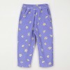 Lila corduroy broek met bloemetjes - Corduroy wide pants daisies lavender