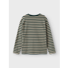 Donkergroen/greige gestreepte t-shirt - Nkmsalmo pure cashmere