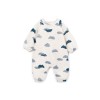 Beige kruippakje met blauwe wolkjes - Printed jersey jumpsuit clouds detail