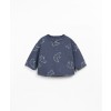 Donkerblauwe t-shirt met vogels - Printed rib ls t-shirt mirtilo