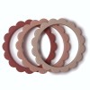 Set van 3 silicone bijtringen bloem - Flower teether bracelet rose / blush / shifting sand