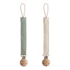 Set van 2 speenkoorden - linnen olive / shifting sand 