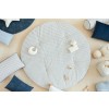 Blauw gestreepte speelmat - Fluffy round playmat blue thin stripes natural