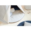 Blauw gestreepte speelmat - Fluffy round playmat blue thin stripes natural