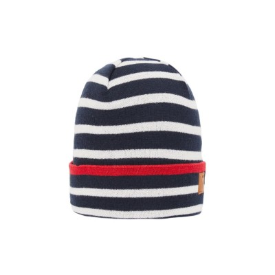 blauw wit gestreepte muts